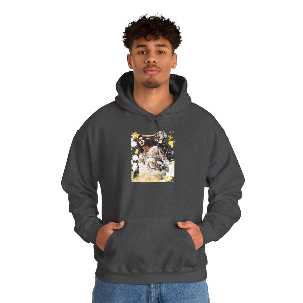 Jimin 95 Hoodie — K-Pop Fan Pullover with Photo Collage Front & Graphic Back